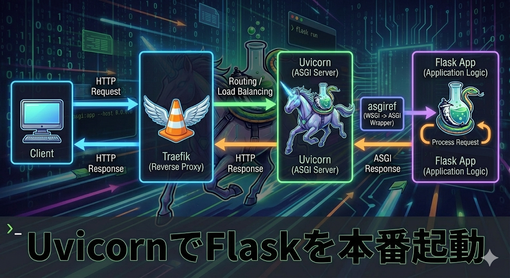 Uvicornを用いたFlaskの本番起動について